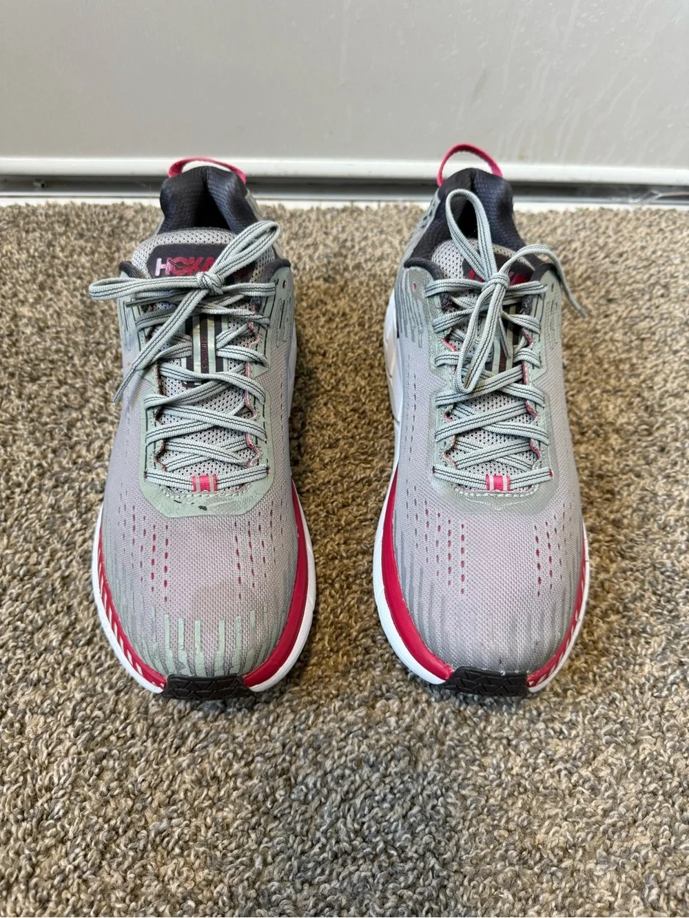 Hoka clifton 5 size 11 Grey and Red Men's Running Shoes - Picture 2 of 8